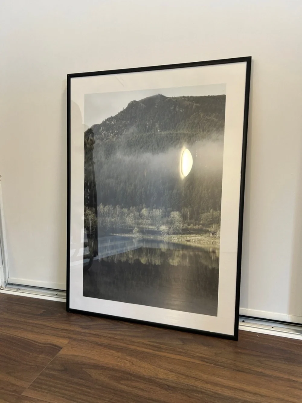 Framed Mountain Lake Landscape Wall Art Print 28” x 20” - Picture 2 of 4